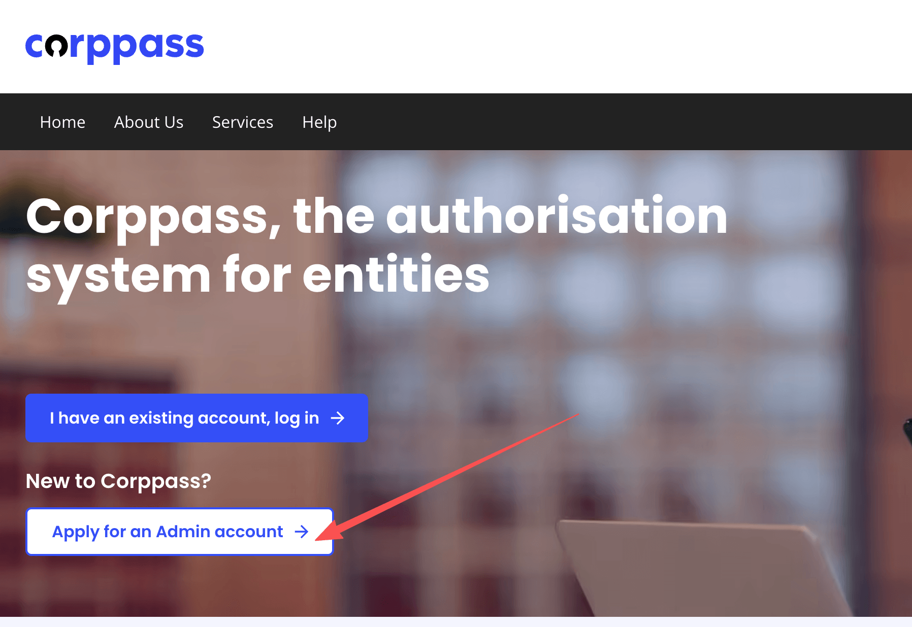 Corppass Admin Account Application