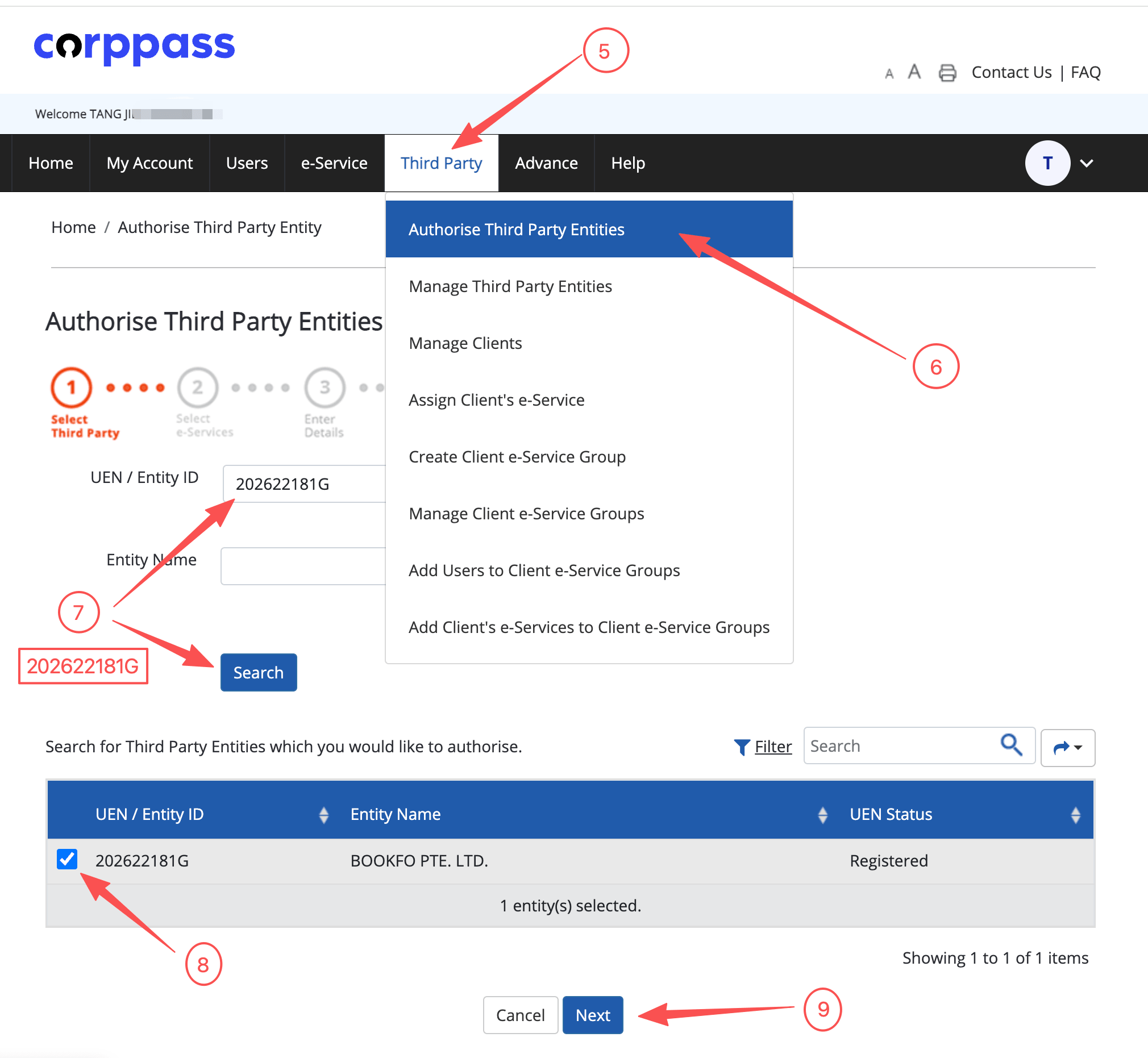 Corppass Authorise Third-Party Company