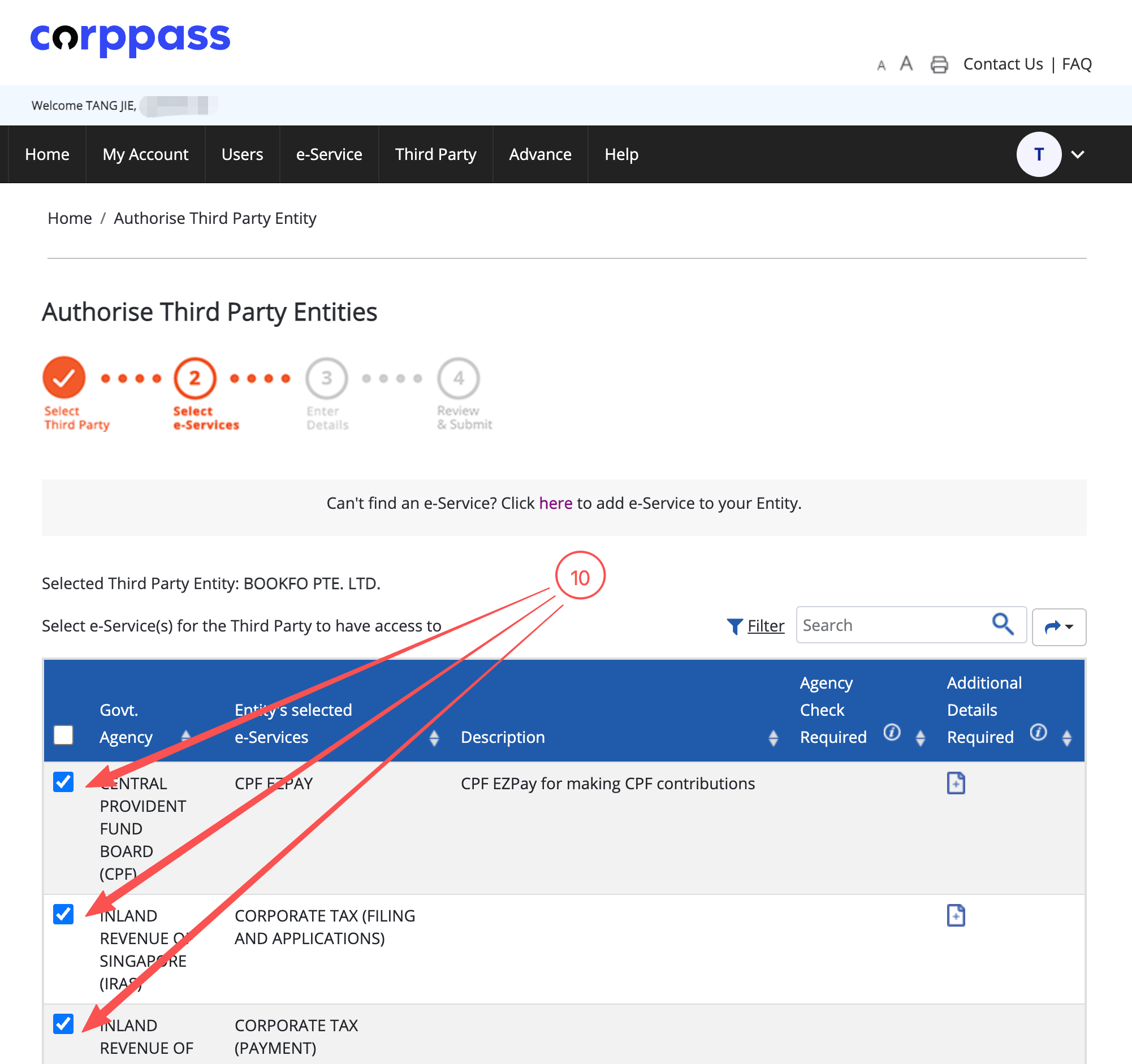 Corppass Authorise Third-Party Company