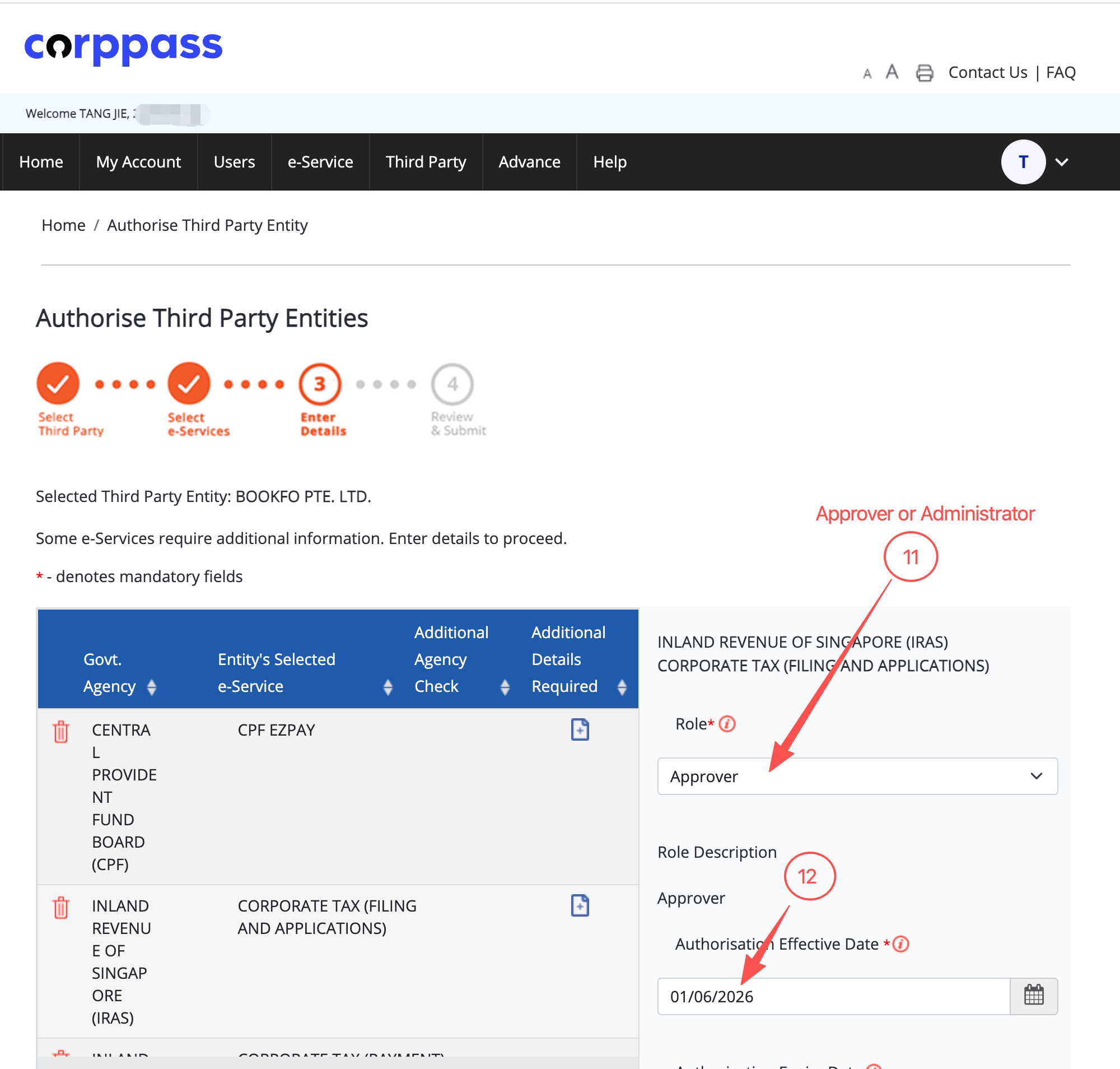 Corppass Authorise Third-Party Company