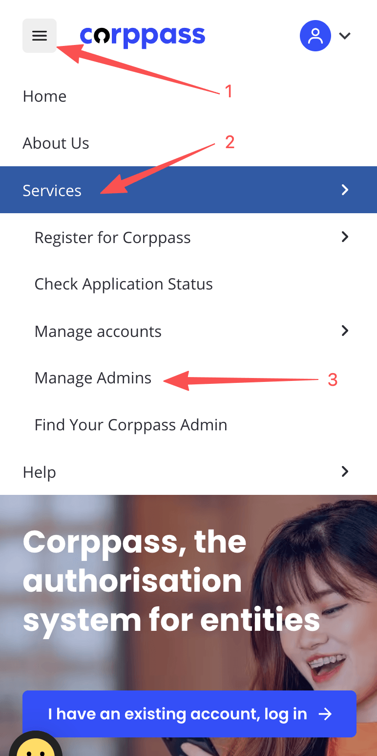Corppass Manage Admins