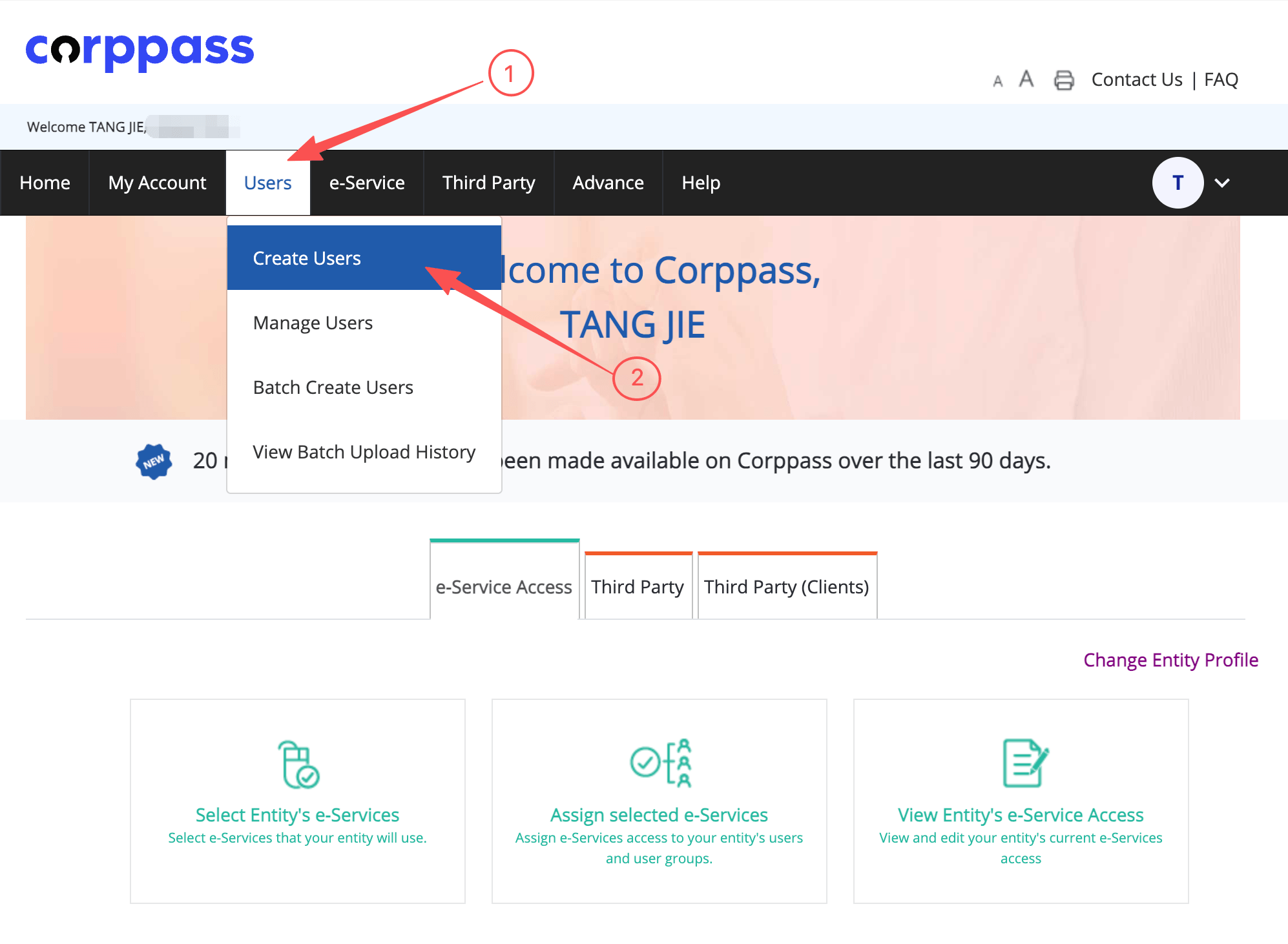 Corppass Create User